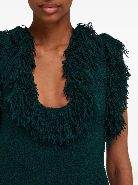 Ferragamo fringe-detail mini dress - Green