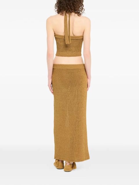 Alanui halterneck embellished tank top - Brown