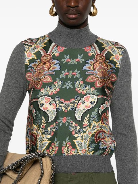 ETRO floral contrast-panel jumper - Grey