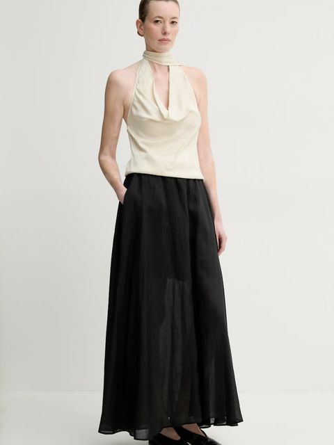 ISABELLE BLANCHE spódnica lniana kolor czarny maxi rozkloszowana IS25SS-G093-T019 - zdjęcie produktu nr 2