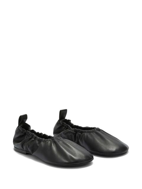 Jil Sander gathered-detail leather ballerina shoes - Black