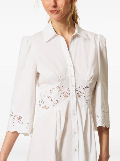 TWINSET lace-detail midi shirt dress - White