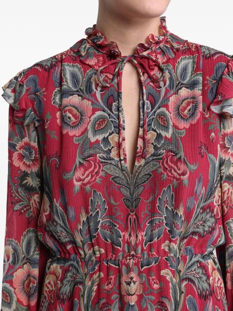 ETRO ruffled floral print mini dress - Red - zdjęcie produktu nr 2