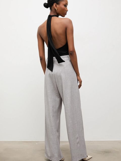 Answear.LAB spodnie damskie kolor szary proste high waist - zdjęcie produktu nr 2