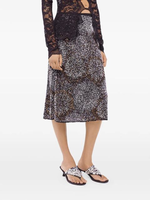 Rabanne crepe embroidered pearl skirt - Black