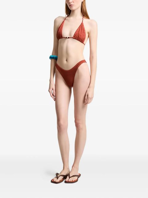 Bond-eye beaded Ingrid bikini top - Brown
