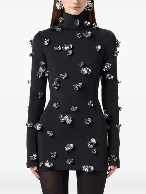 Blumarine flower-embellished mini dress - Black - zdjęcie produktu nr 2
