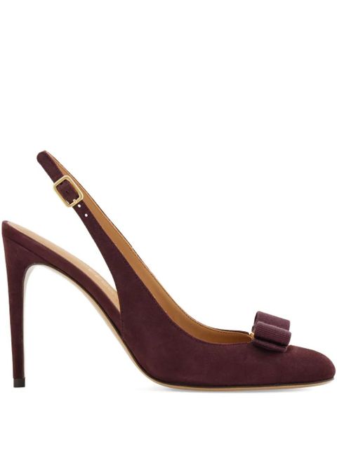 Ferragamo 90mm Vara bow-detail slingback pumps - Purple - zdjęcie produktu nr 1