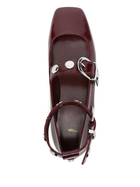 Maje studded leather Mary Jane pumps - Red