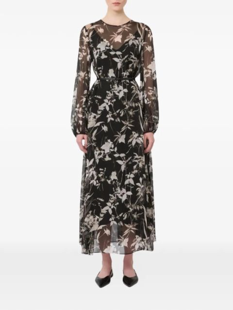 Max Mara floral belted midi dress - Black - zdjęcie produktu nr 2