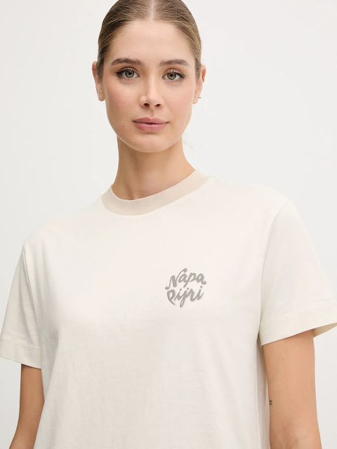 Napapijri t-shirt bawełniany S-Fedaia damski kolor kremowy NP0A88XON1J1