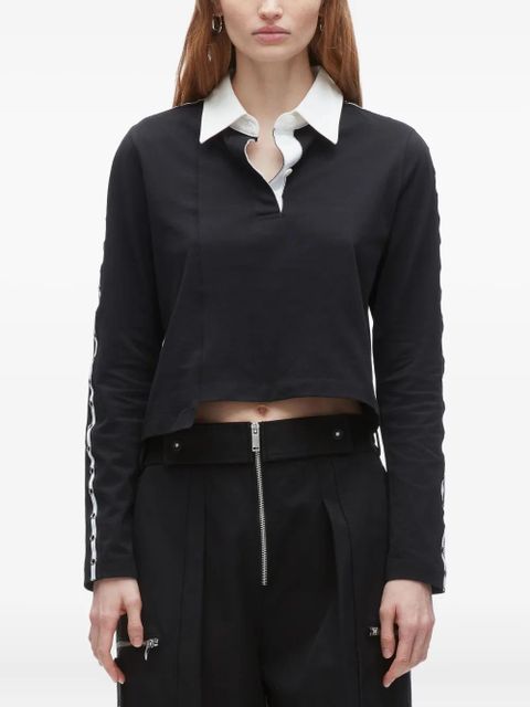 3.1 Phillip Lim panelled eyelet-detail polo top - Black - zdjęcie produktu nr 2