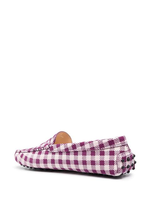 Tod's gingham-print loafers - Purple