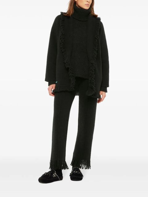 Alanui fringed-edge cashmere-blend cardigan - Black