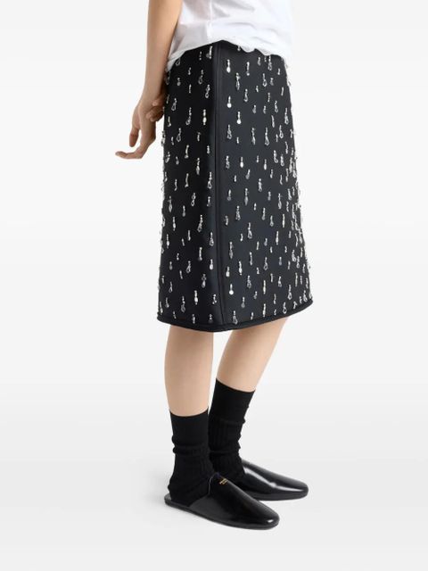 Prada embellishment-details scuba midi skirt - Black
