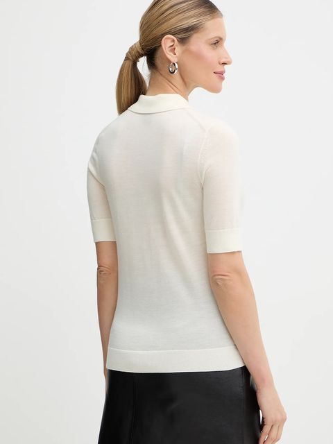 BOSS polo wełniane Fidenka damski kolor beżowy 50545015 - zdjęcie produktu nr 2