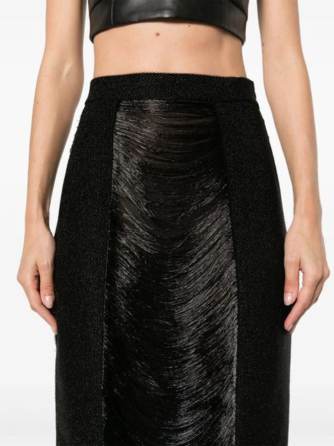 Alexander McQueen fringe-detail panelled skirt - Black