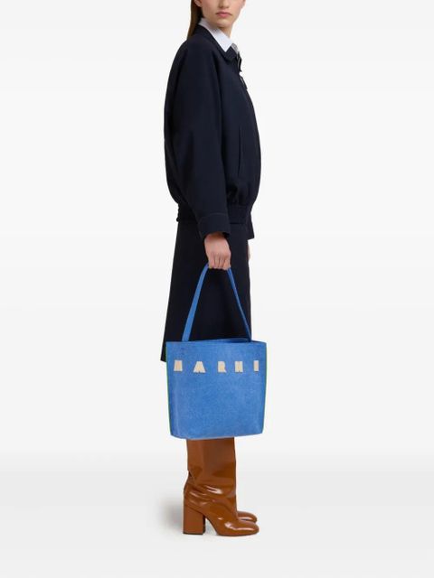 Marni Museo logo-patch tote bag - Blue