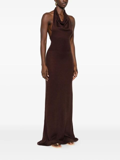 Aya Muse Reed halterneck maxi dress - Brown