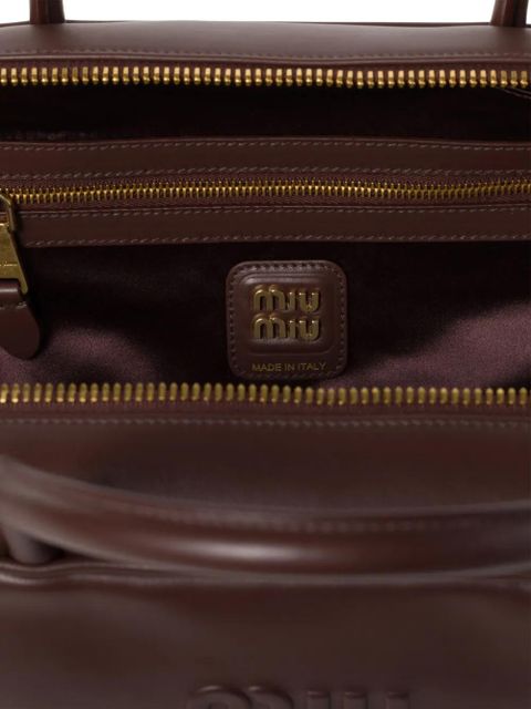 Miu Miu Beau logo-debossed leather bag - Brown