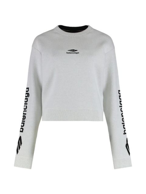 Balenciaga 3B Sports Icon cropped crew-neck sweater - White - zdjęcie produktu nr 1