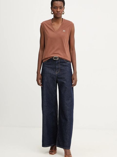 Karl Lagerfeld top bawełniany kolor brązowy B1W17012 - zdjęcie produktu nr 2