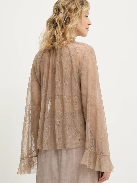 Answear.LAB bluzka damska kolor brązowy gładka