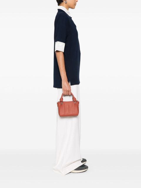 Longchamp mini 3D leather tote bag - Brown