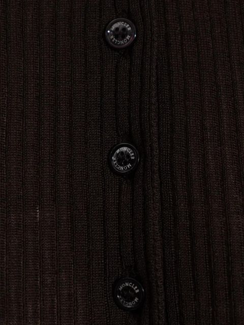 Moncler ribbed polo top - Brown
