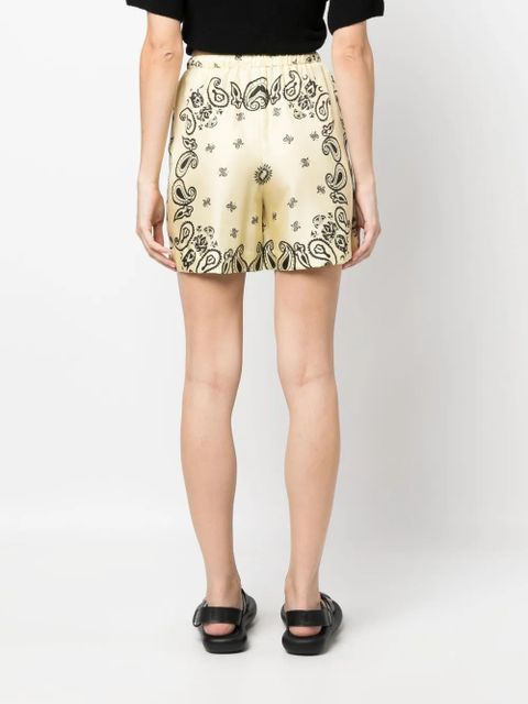 Nanushka paisley-print silk shorts - Yellow