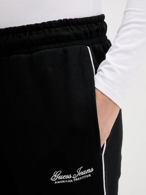 Guess Jeans spodnie dresowe bawełniane damskie kolor czarny z aplikacją W5YB32 K68I4