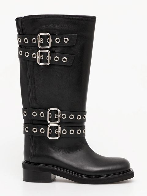 Le Silla kozaki skórzane Stivale Harley kolor czarny na płaskim obcasie 1848C040MGPPCHI294