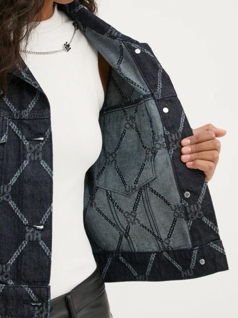 HUGO kurtka jeansowa damska kolor granatowy przejściowa 50530300