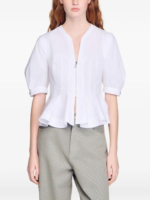 SANDRO zip-up peplum shirt - White