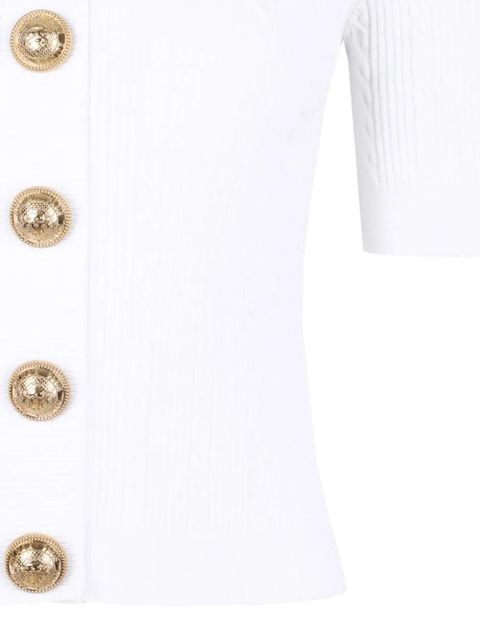 Balmain ribbed buttoned top - White