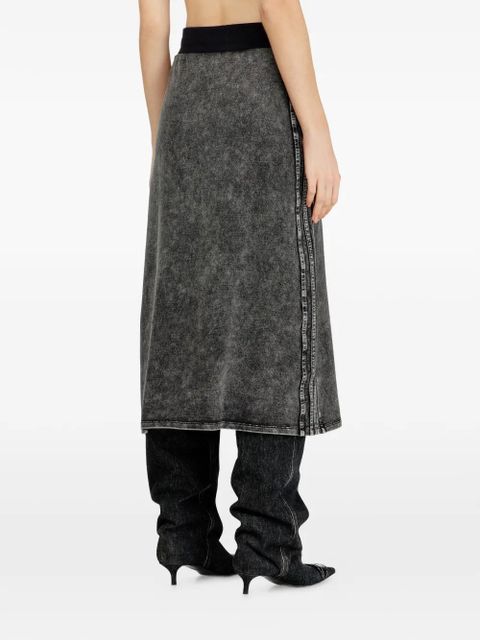Diesel O-Ermy side stripe straight midi skirt - Grey