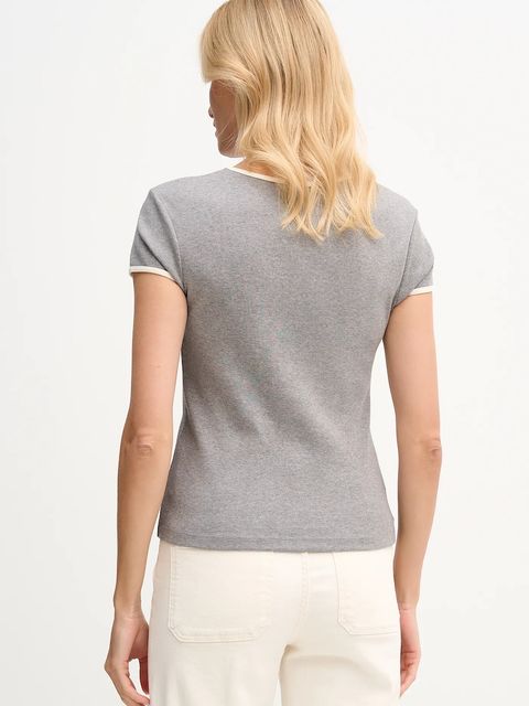 Tommy Hilfiger t-shirt bawełniany damski kolor szary WW0WW47881 - zdjęcie produktu nr 2