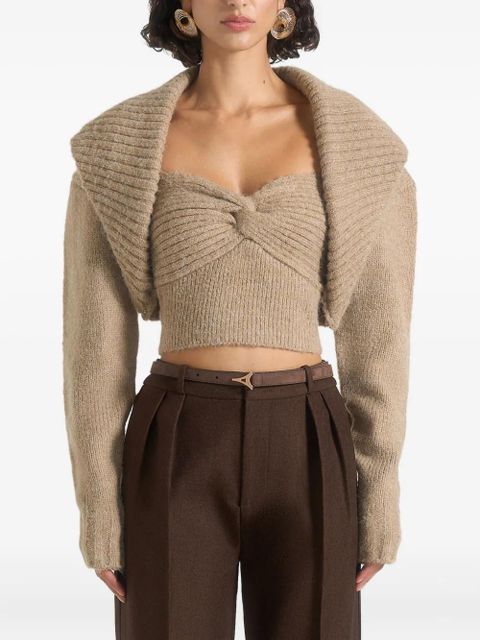 Manière De Voir Emya twisted bandeau shawl top - Neutrals