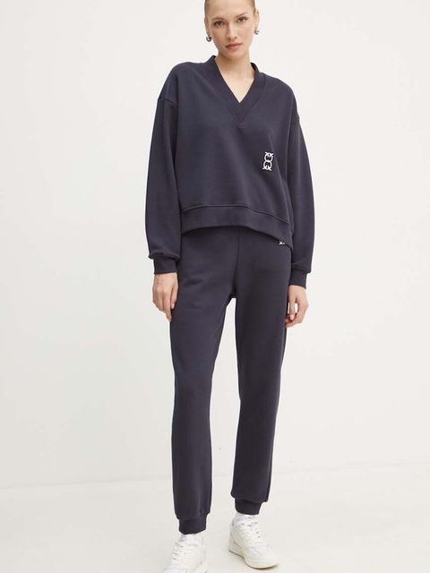 Pinko bluza bawełniana damska kolor granatowy z aplikacją 103724 A23C