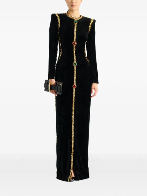 Balmain embellished velvet maxi dress - Black - zdjęcie produktu nr 2