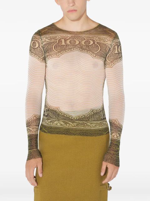 Jean Paul Gaultier long-sleeve printed top - Neutrals