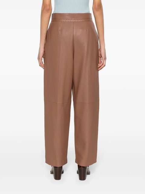 FENDI leather straight trousers - Brown