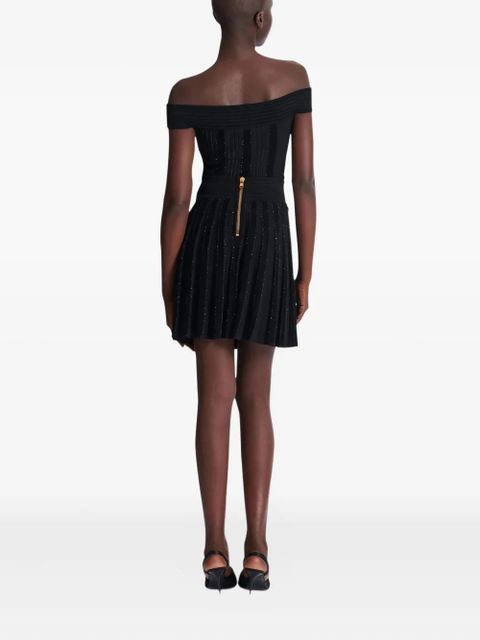 Balmain pleated glitter mini skirt - Black