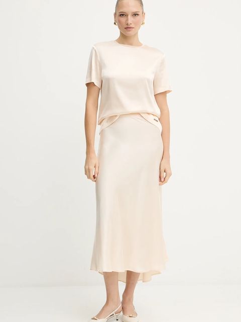 Silvian Heach spódnica FAREMI kolor beżowy midi rozkloszowana GPA25324LO - zdjęcie produktu nr 2