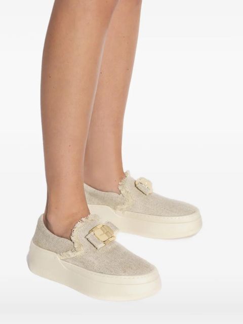 Ferragamo fringed logo-plaque sneakers - Neutrals