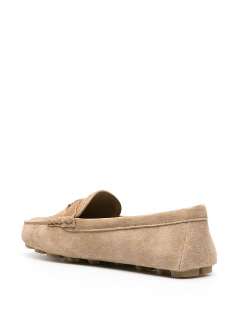 Miu Miu embossed-logo suede loafers - Brown