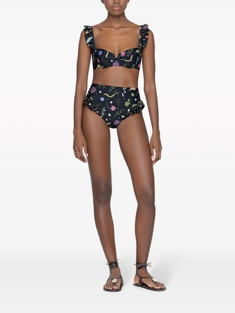 Agua By Agua Bendita Jengibre Tesoro floral-print bikini bottoms - Black
