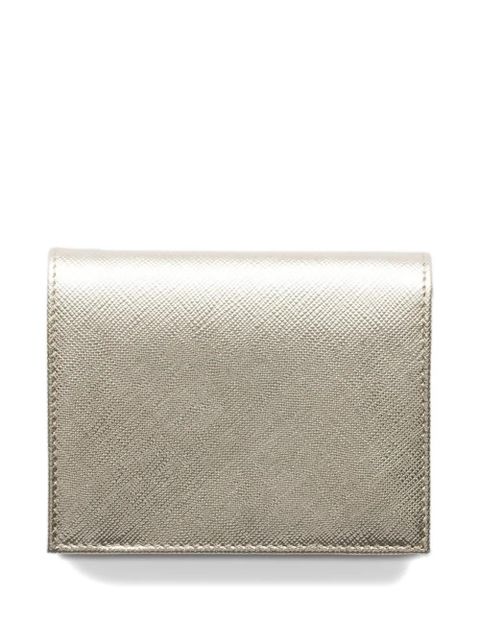 Prada small triangle-logo leather wallet - Gold