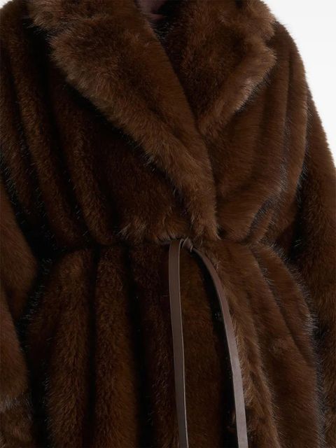 Manière De Voir Bria faux fur belted coat - Brown