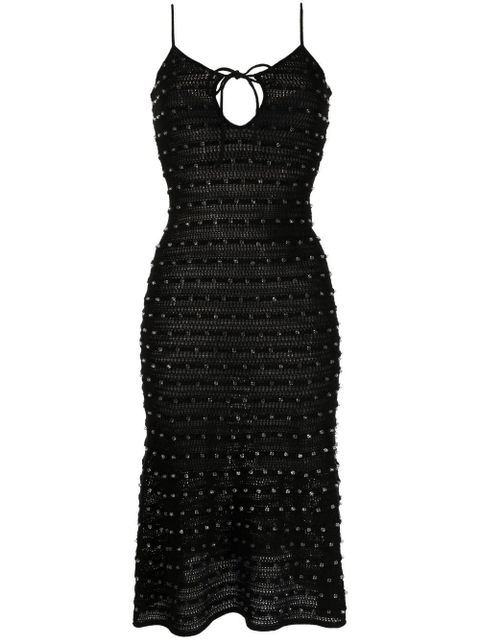Self-Portrait bead-embellished knitted midi-dress - Black - zdjęcie produktu nr 1